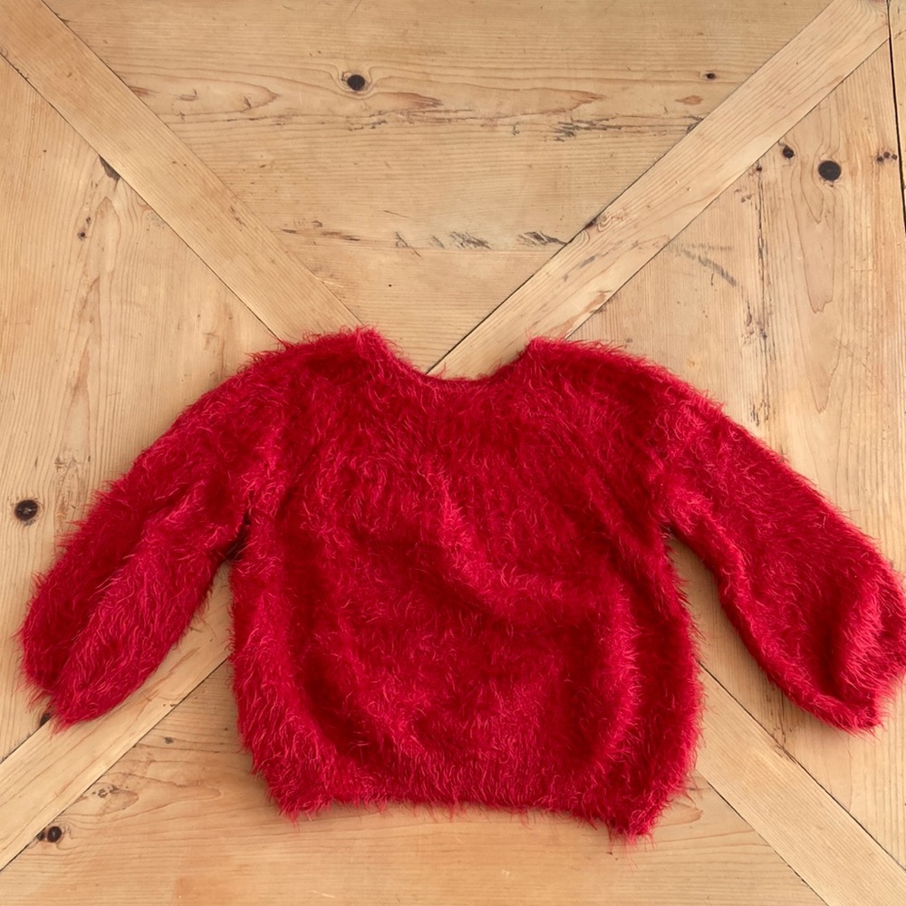 Zara Kids Knitwear Red Fuzzy Mohair Style Sweater Size 6